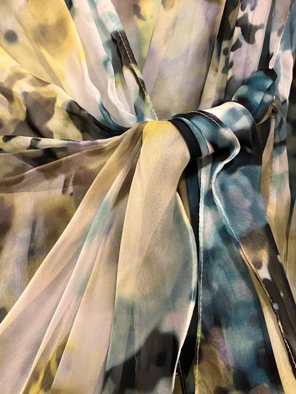 Kay Unger New York Sheer Watercolor Overlay Dress | Size 12 - Picture 5 of 10